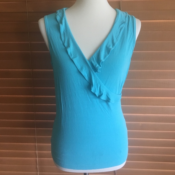 c.c. outlaw Turquoise Ruffle Faux Wrap Tank - Picture 1 of 5